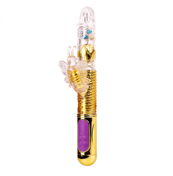 MIZZZEE Butterfly Retractable Rotating Vibrator (Chargeable - Gold)